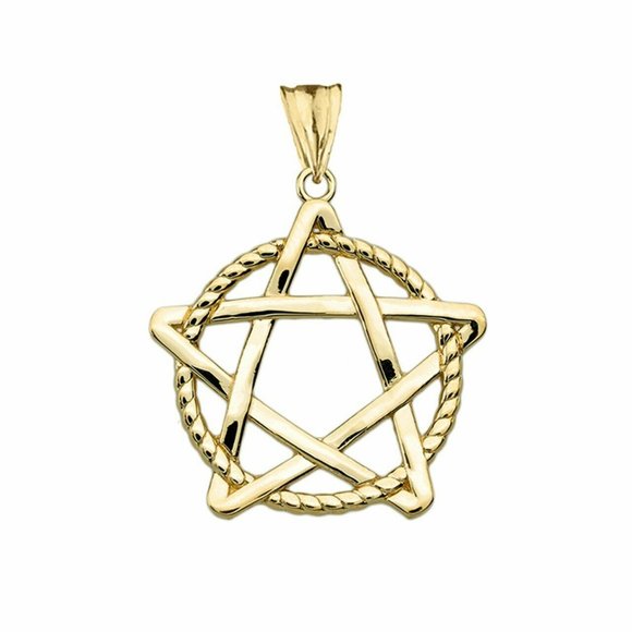 10k Solid Gold Pentagram Interwined Rope Pendant